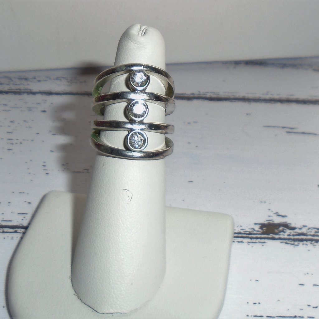Three Stone Silver Ring